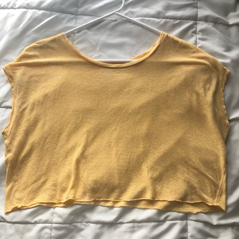 yellow striped crop top
